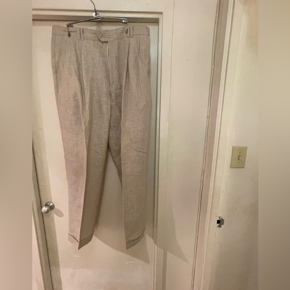 Beige linen pants